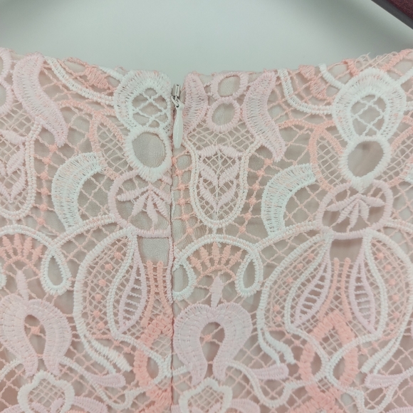 Shoshanna Ezmerelda V-Neck Lace Dress Pink Size 10 - Picture 4 of 8